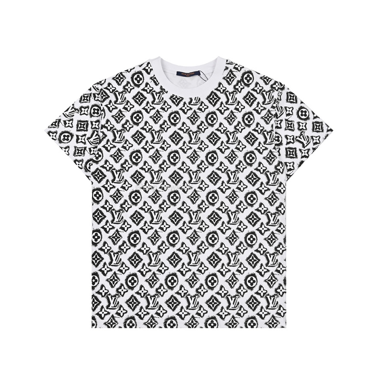 Louis Vuitton Full Print Presbyopia Logo Round Neck Short Sleeved T Shirt (1) - newkick.vip